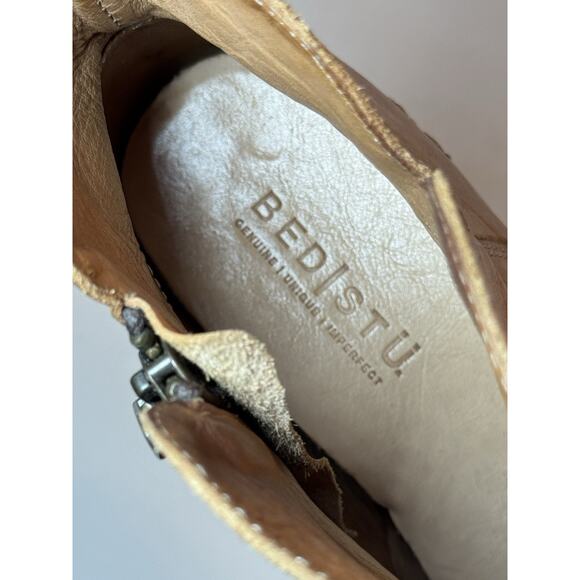 Size 11 Bed Stu Lydyi Leather Ankle Boots Zipper Platform Light Tan Brown - Picture 11 of 13